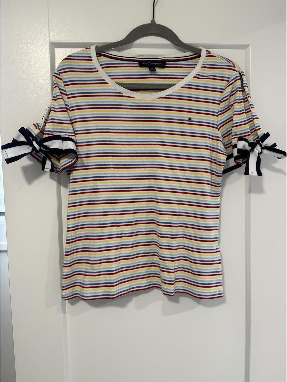 Tommy Hilfiger Striped Short Sleeve Shirt with Bow Detail